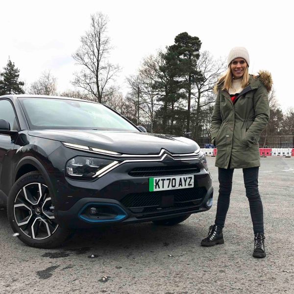 Nicki Shields with Citreon EC4 electric car exterior front